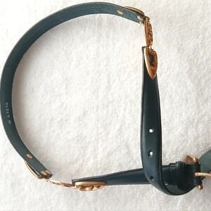 Vintage Brighton Belt Forest Green Leather with Gold Buckle & Accents Size M
